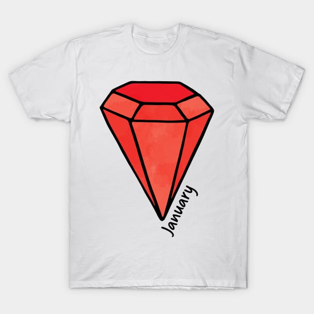 January Garnet Birthstone T-Shirt by murialbezanson